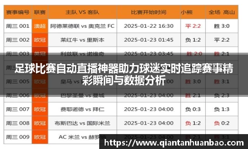 足球比赛自动直播神器助力球迷实时追踪赛事精彩瞬间与数据分析