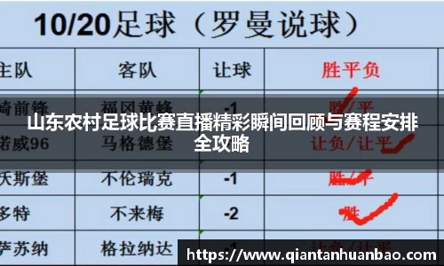 山东农村足球比赛直播精彩瞬间回顾与赛程安排全攻略
